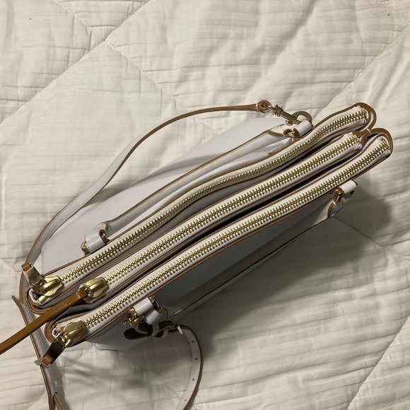 Coach White Camel/Brown Edgepaint Borough Bag Glove-Tanned Leather Satchel - Med - Picture 8 of 15